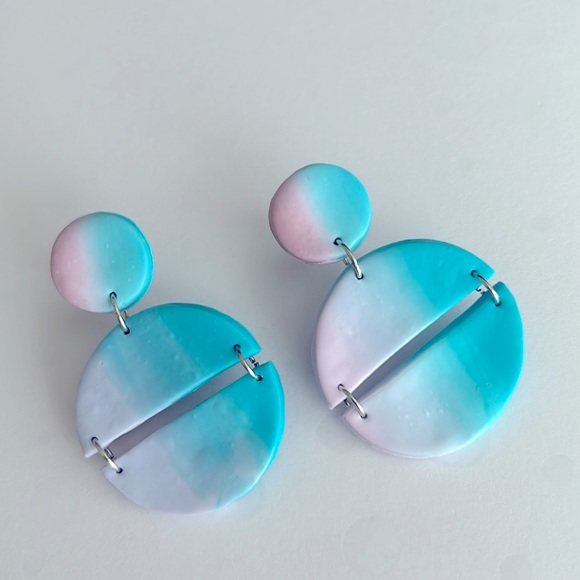 Polymer fade blue pink earrings brand new - Picture 1 of 1